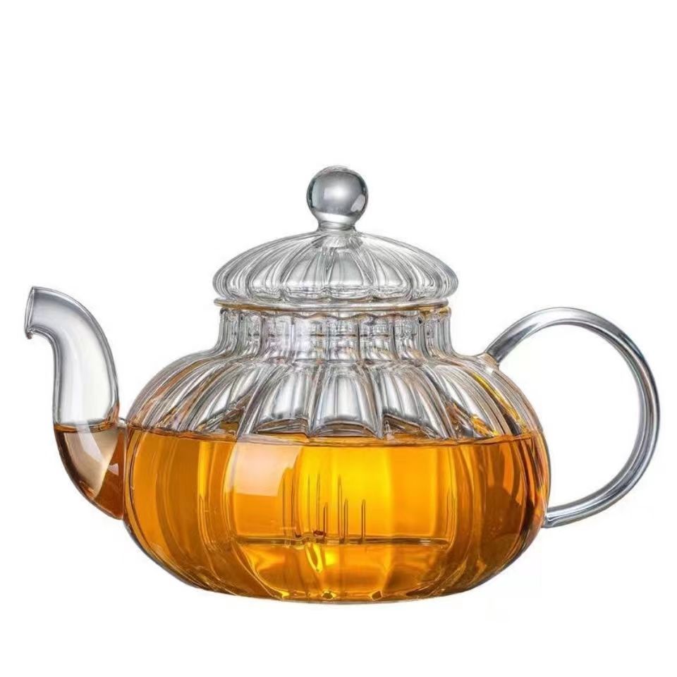 줄무늬 호박 모양 꽃 찻주전자, 인퓨저 찻잔 유리 주전 - Herbal Wellness Products 리뷰 및 가격